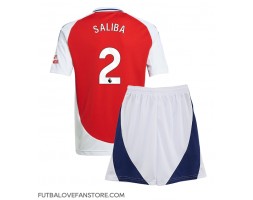 Arsenal William Saliba #2 Domáci Detský futbalový dres 2024-25 Krátky Rukáv (+ trenírky)